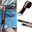 Women Harajuku Belt Punk Street Letter Printed Double D Ring Canvas Long BeltME