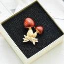 Enamel Red Cute Mushroom Brooches for Women Men's Zinc Alloy Plants Banquet