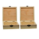 2x Square Wooden Jewelry Box Unfinished Wood Trinket Box w/Lid 12x12x5cm