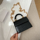 Women Mini Shoulder Bag Alligator PU Tote Chain Crossbody Pouch (Black)
