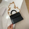 Women Mini Shoulder Bag Alligator PU Tote Chain Crossbody Pouch (Black)