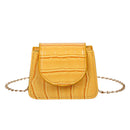Pure Color Leather Mini Shoulder Bags Women Chain Messenger Bags (Yellow)