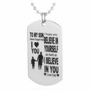 Father Son Dog Tag Link Chain Pendant Necklace Kids Love Gift MilitaryMO