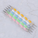 5pcs 2 way marbleizing dotting manicure tools painting dot pen nail art paint ME
