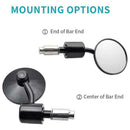 Universal Handle Bar End Round Rear View Side Mirrors 7/8" Black Motorcycle B5L7