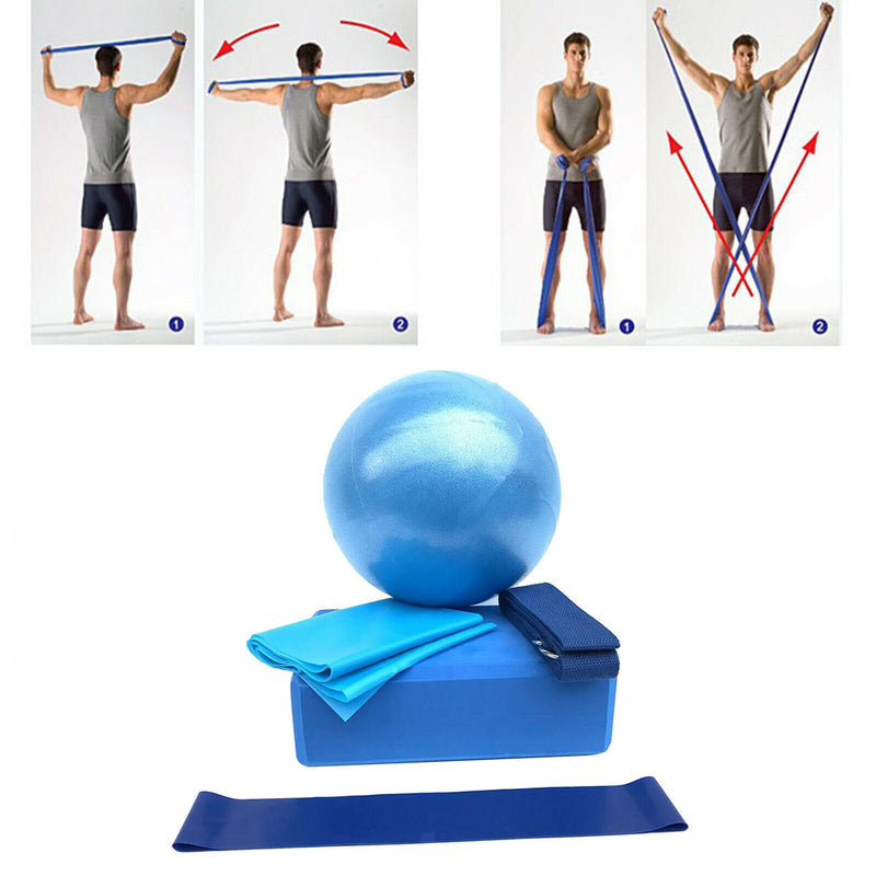 5pcs Yoga Blocks Ball Resistance Loop Band Equipment Pilates Starter Kit