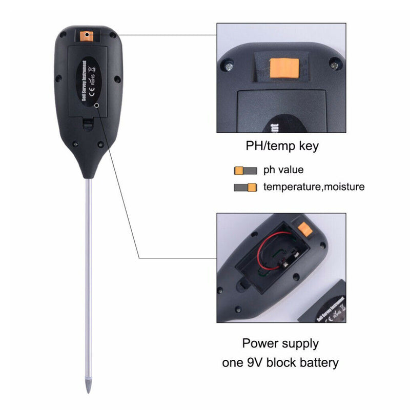 4in1 Soil  Water PH Moisture Light Temp Test Meter Garden Plant Flower