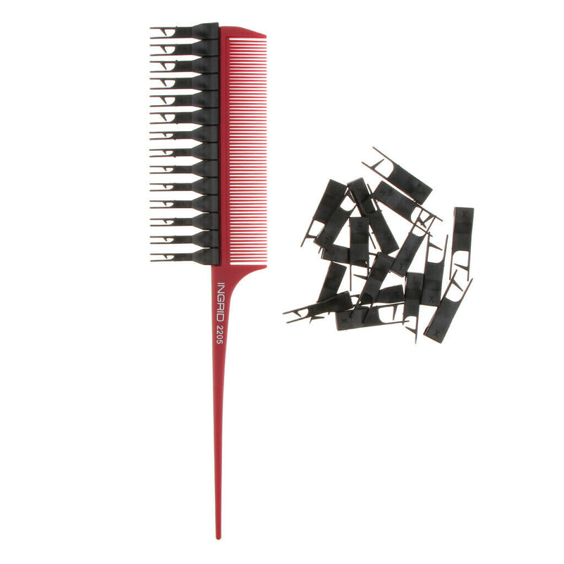 Salon Weaver Highlighting Foiling Hair Comb Coloring Dyeing Tint Brush Wine Red