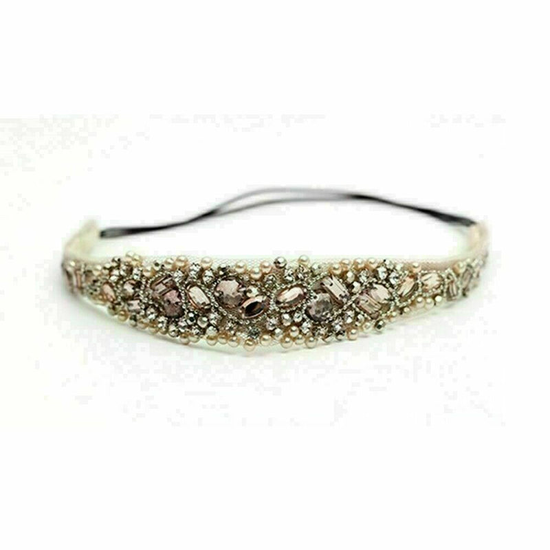Women Lady Lace Hairband Rhinestone Crystal Headband Elastic Head Piece R2P K9O4