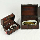 2pcs Retro Wooden Lock Treasure Chest Jewelry Storage Box Container Holder