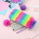 1 Pc Cute Plush School Pencil Case Rainbow Pencilcase For Girls Large Big P