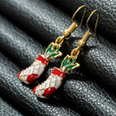 Fashion Women Sock Dangle Hook Drop Earrings Necklace Christmas Jewelry Set A