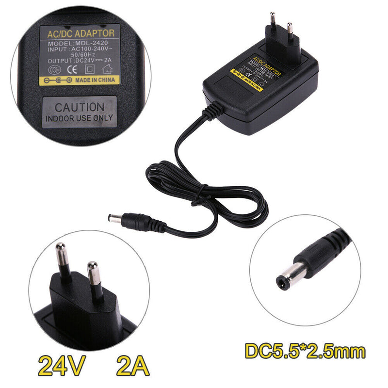 DC24V 2A Adapter AC 100V-240V to DC 24V Converter Power Supply Adapter 5.5* A