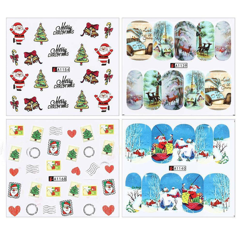 2020 Christmas Nail Art Stickers Water Decals Transfers Snowflakes 48pcs/set