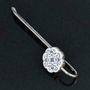 1pc Chinese Folk Style Blue-and-White Porcelain  Pattern Metal Bookmarks Ho N0M8