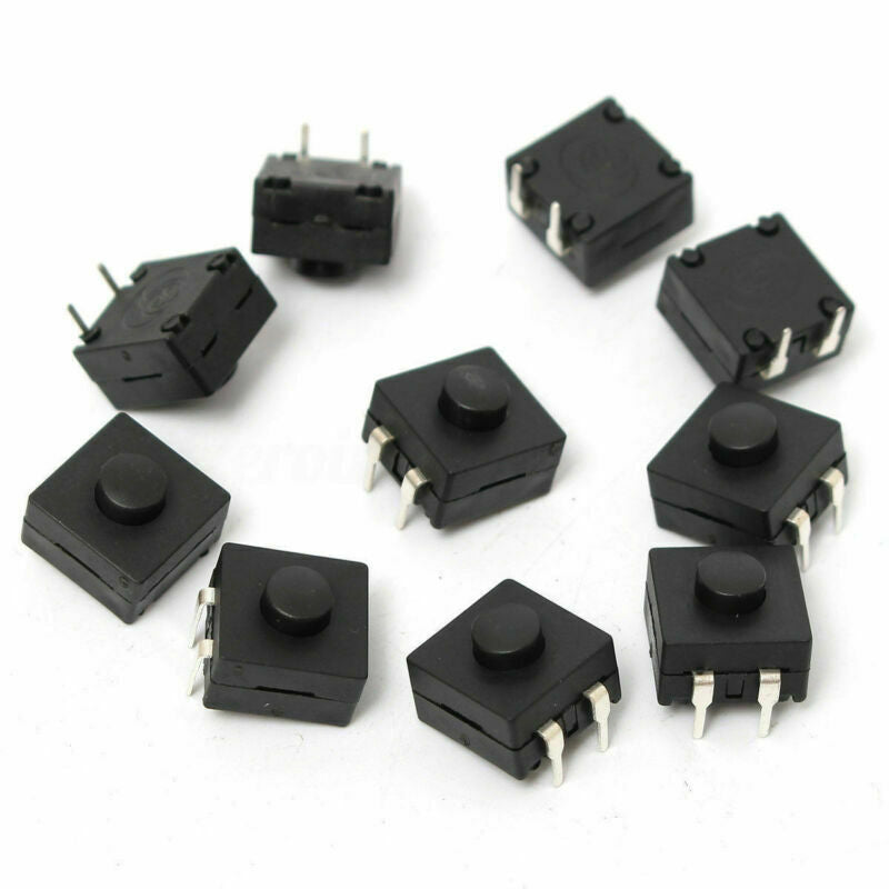 10PCS DIP PCB Mini Latching Tactile Tact Push Button Switch 12x12x9mm
