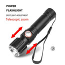 Telescopic Zoom 1000lm USB Waterproof Flashlights T6 LED Hiking Flashlight