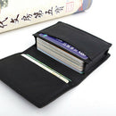 Men Black Leather Expandable Business Credit Card ID Cards Holder Wallet Case