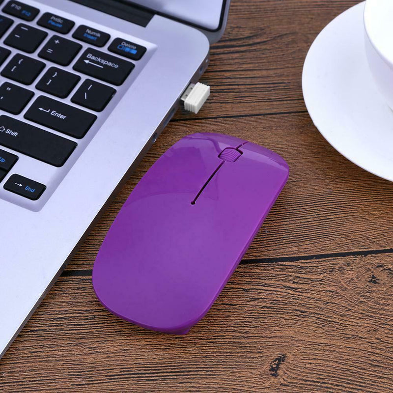 2.4GHz 1,000DPI Ultra-thin 3-Button Wireless Photoelectric Mouse (Purple)