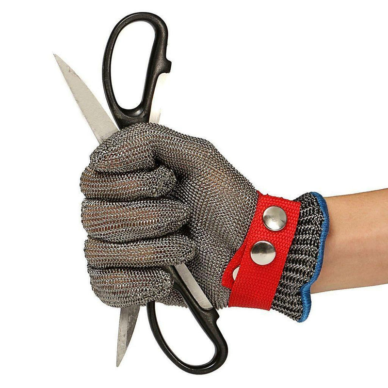 Work Glove Safety Cut Proof Stab Resistant Metal Welding 25cm Red Button