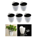 5pcs Self-watering Plant Flower Pot Wall Hanging Plastic Planter Garden white