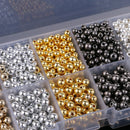 1500PCS Plastic CCB Beads Round Loose Spacer Beads Sets For Jewelry Making