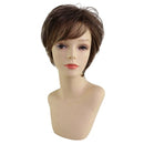 Fashion Short Medium Wigs Brown Straight Wavy Women Full Fluffy Hair Synthetic