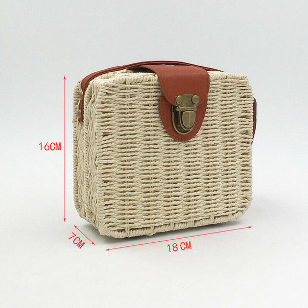Women's Handbags Mini Women Messenger Bags Leather Square Straw Ladies Cros C4S8