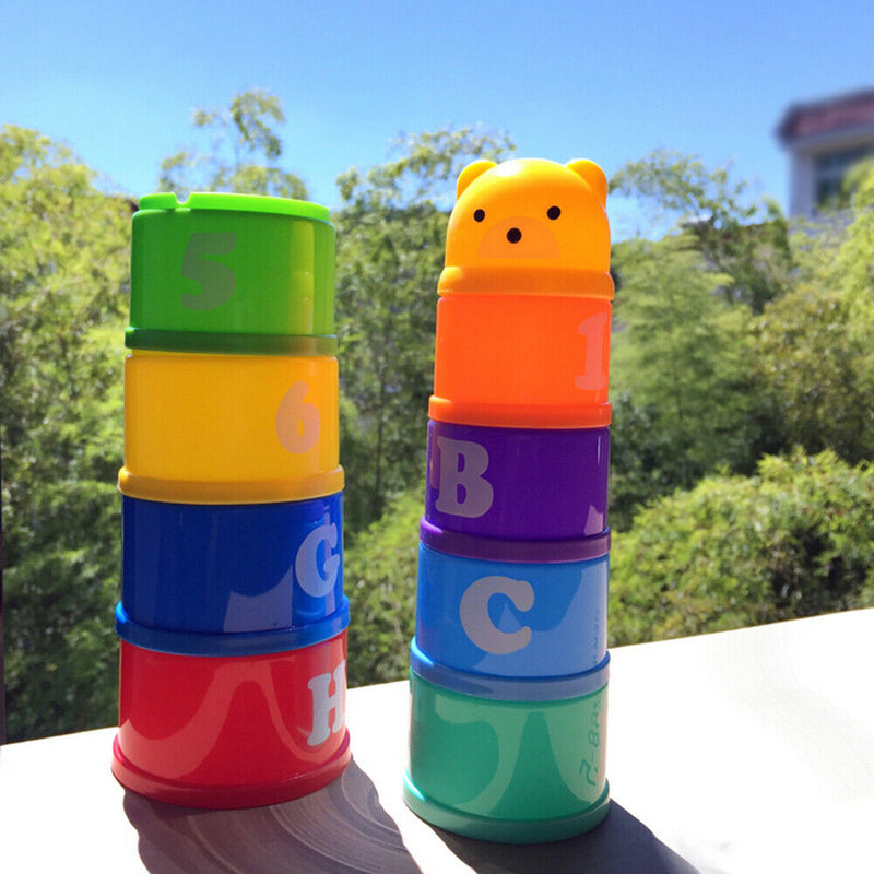 Plastic Stacking Up Cups Rainbow Kids Educational Toys