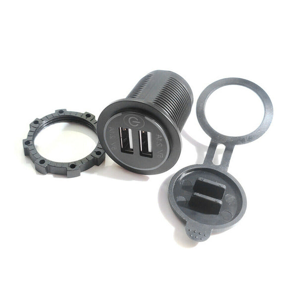 Car Motorcycle 4.2A Dual USB Charger Socket with Touch Switch+Power Cord