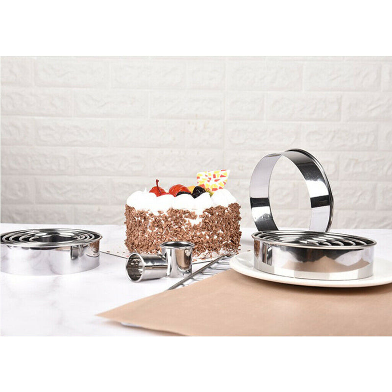 2x 14 Piece Stainless Steel Round Cookie Cutter Kit Scone Cutter