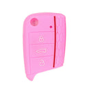 Flod Key Silicone 3Buttons Protective Case Cover for Volkswagen 2017 Pink