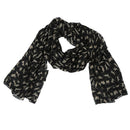 Women's Sweet Cat Pattern Chiffon Scarf Black P6T2