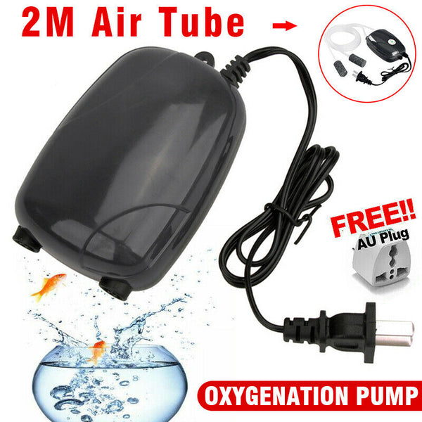 5W Air Bubble Disc Dual Stone Aquarium Fish Tank Oxygen Pump Thermometer + Tube