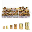 Rivet Nut Tool Kit 175pcs Mixed Zinc Yellow Plated Steel Rivnut Insert Nutsert