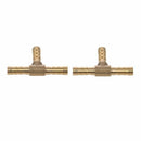 2pcs Air Fuel Water 3-Way Brass Tee T Fitting Hose Barb Connector