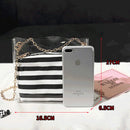 Women'S Composite Bag Metal Chain Pvc Transparent Shoulder Bag Striped Wall