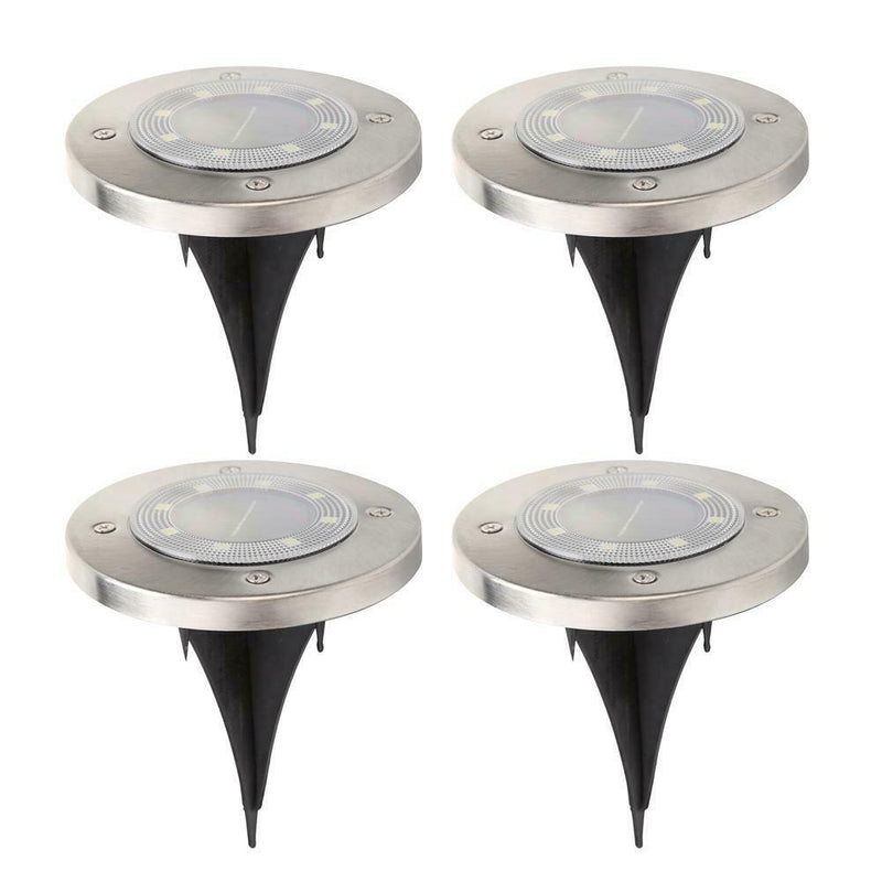 4pcs 8LED Solar Lawn Buried Lamp Waterproof Yard Ground Light (Cold White) A