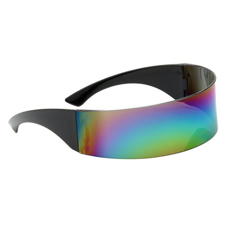 2 Pieces Fashion Futuristic Wrap Sunglasses Robotic Flat Top Glasses Eyewear
