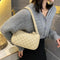 Women Lattice Pattern Shoulder Underarm Bag PU Casual Handbag Totes (Khaki)