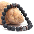 Mens Women Real Natural Stone 8mm Lava Rock Bracelet Elastic Yoga Beads Bracelet