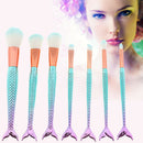 7pcs Green Gradient Purple Beauty Fishtail Makeup Brush Set A