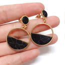 Handmade Fashion Simple Geometric Circular Marble Long Earrings Girls Popul H1Q5