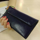 Long Wallet Female Leather Buckle Simple Business Leather Thin Wallet