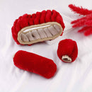 3Pcs/set Winter red soft warm plush car steering wheel cover handbrake covers 3C