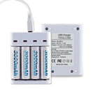 For AA/AAA Battery Smart 4-slot USB Recharge Charger Fast Charging Dock w/ Cable