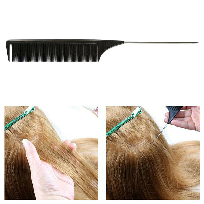 2Pcs Heat-resistant Sectioning Weave Highlighting Foiling Comb Rat Tail Comb