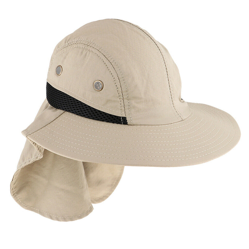 Packable Big Brim Hat Sun Protection Hats Foldable Roll up Sun Cap Khaki 58-60CM