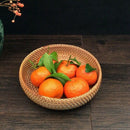 Handmade Autumn Rattan Weaving Round Storage Basket Fruit Dish Rattan Bread