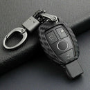 1 Set For Mercedes-Benz Carbon Fiber Smart Car Key Case Cover Fob Holder